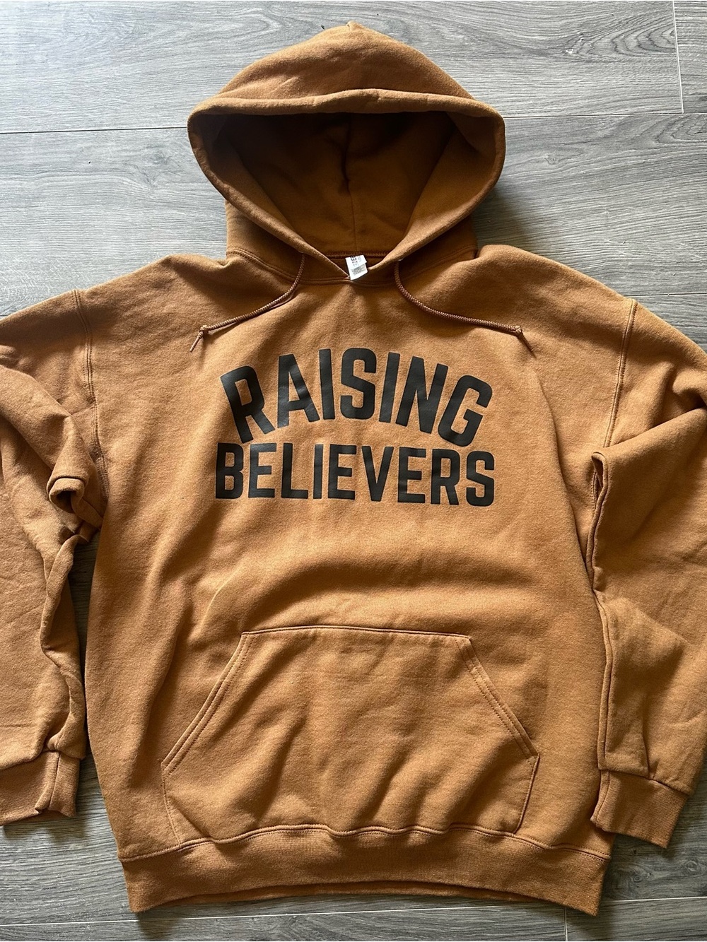 Jerzees Brown 'Raising Believers' Crewneck Hoodie